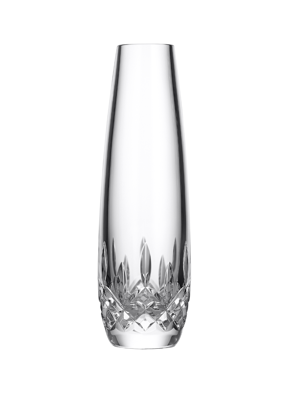 Waterford Crystal Lismore Essence Bud Vase, 8 inch tall with a slender design and iconic wedge cuts, ideal for displaying a single flower or stem